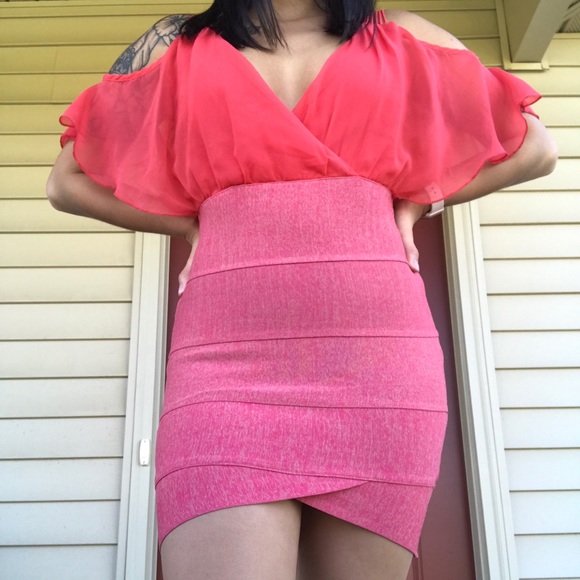 Night Out Pink Bandage Dress - Picture 2 of 4
